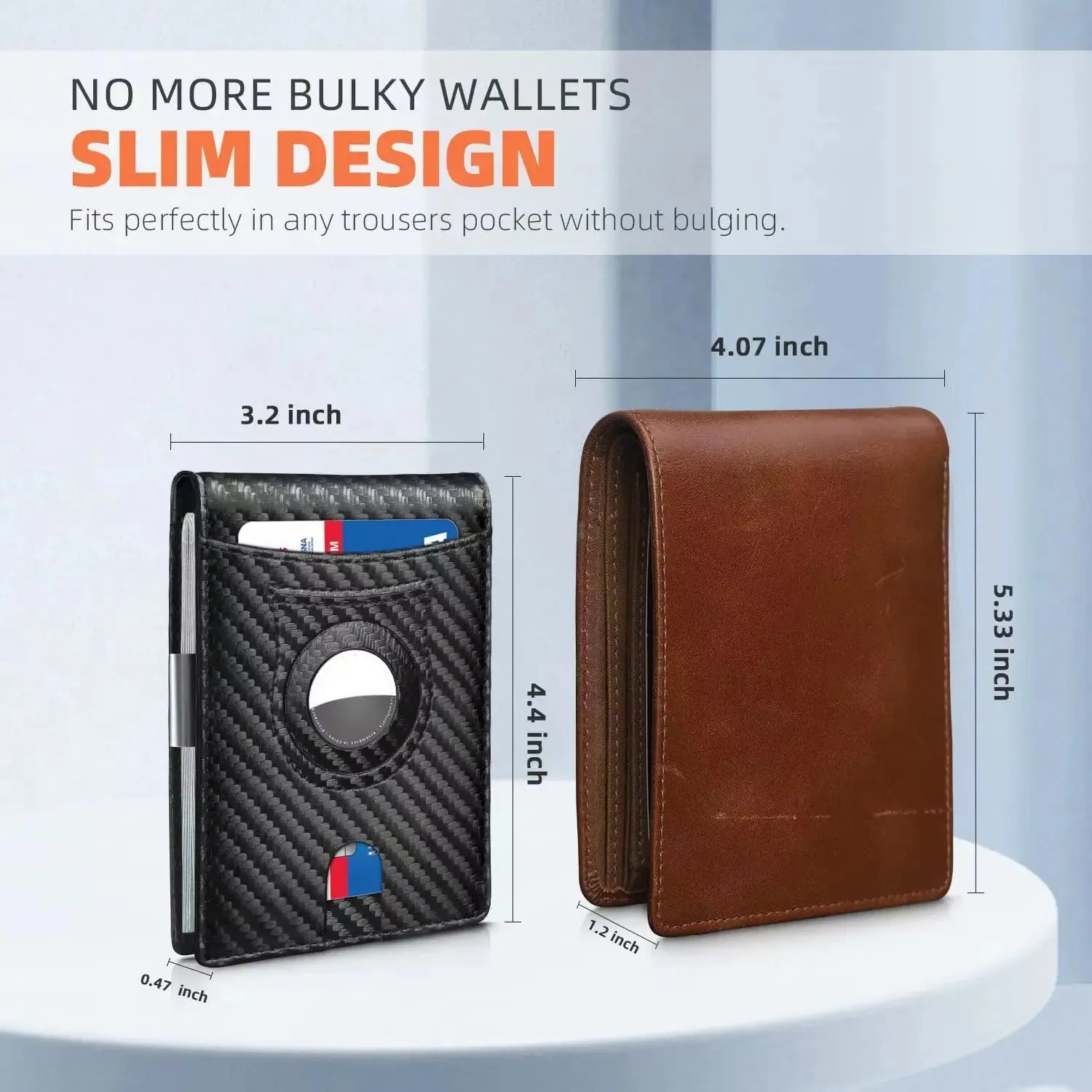 Slim Wallet for Men Airtag Leather Wallets Holder RFID Protected