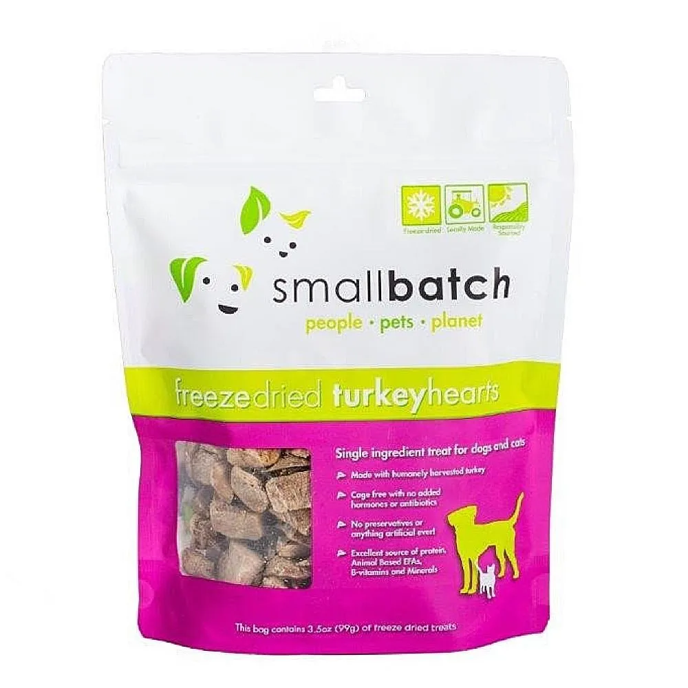 Smallbatch Turkey Hearts Freeze Dried Cat & Dog Treats 3.5oz