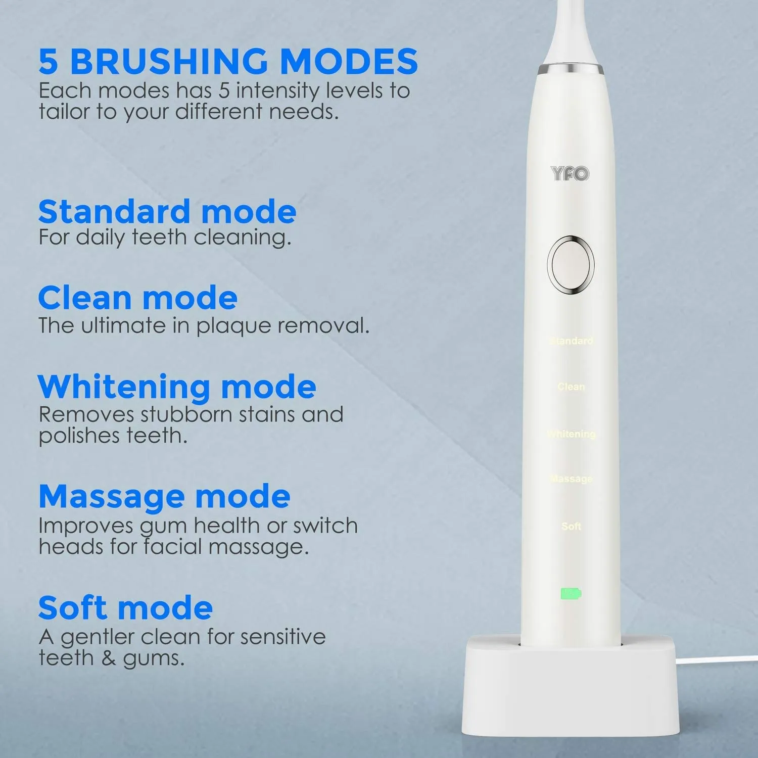 Smart Rechargeable Power Electric Toothbrush Built-in 5 Cleaning Modes X 5 Intensity