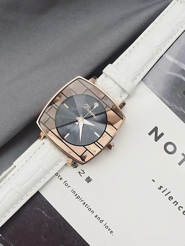 Starry Square Leather Strap Women's Watch