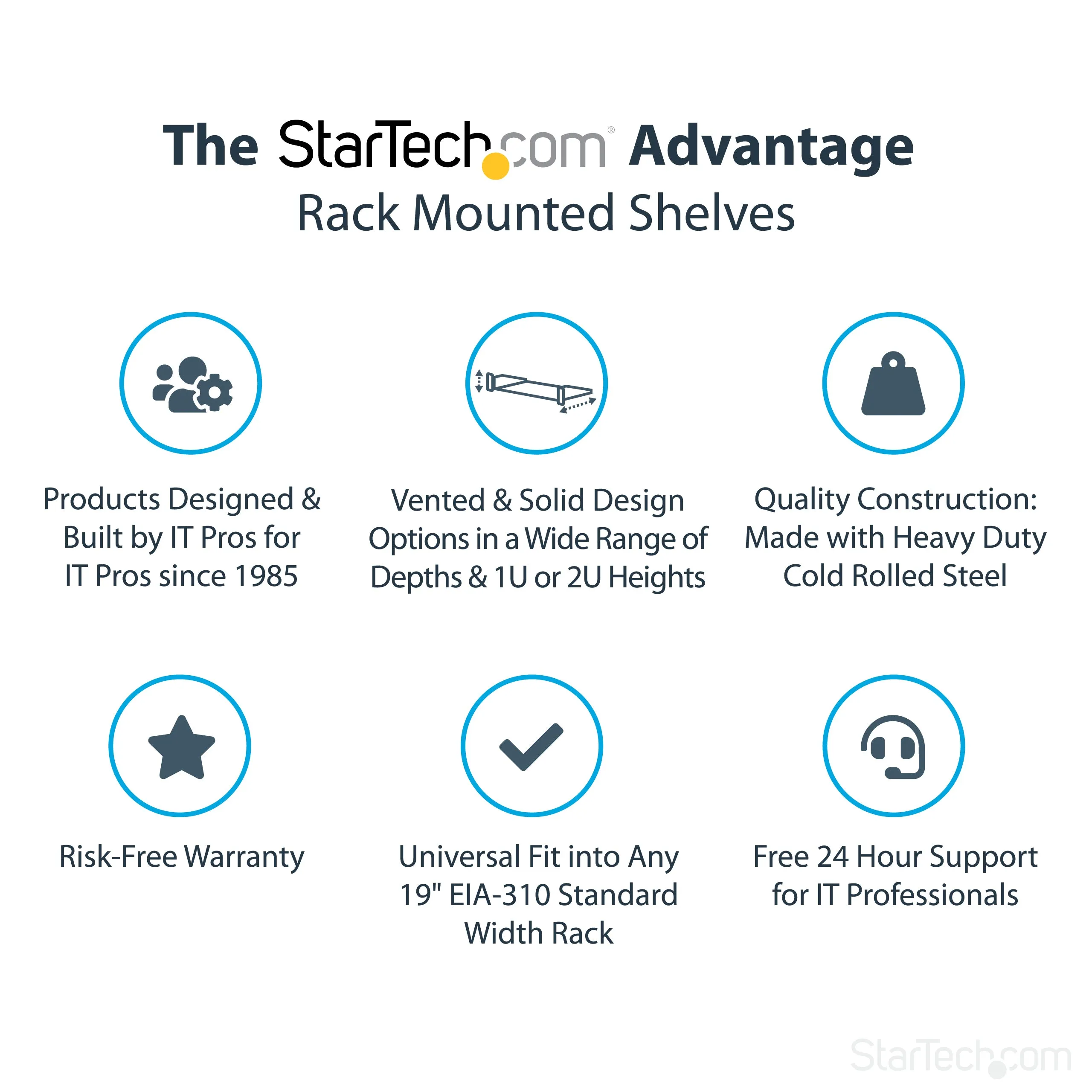 Startech.Com 2U Fixed Server Rack Mount Shelf - 22" Deep Steel Universal Cantilever Tray For 19" Av, Data, Network Equip