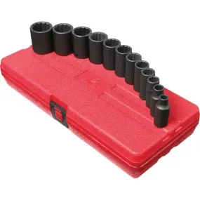 Sunex 12pc 3/8 Drive 12 Point SAE Semi-Deep Impact Socket Set