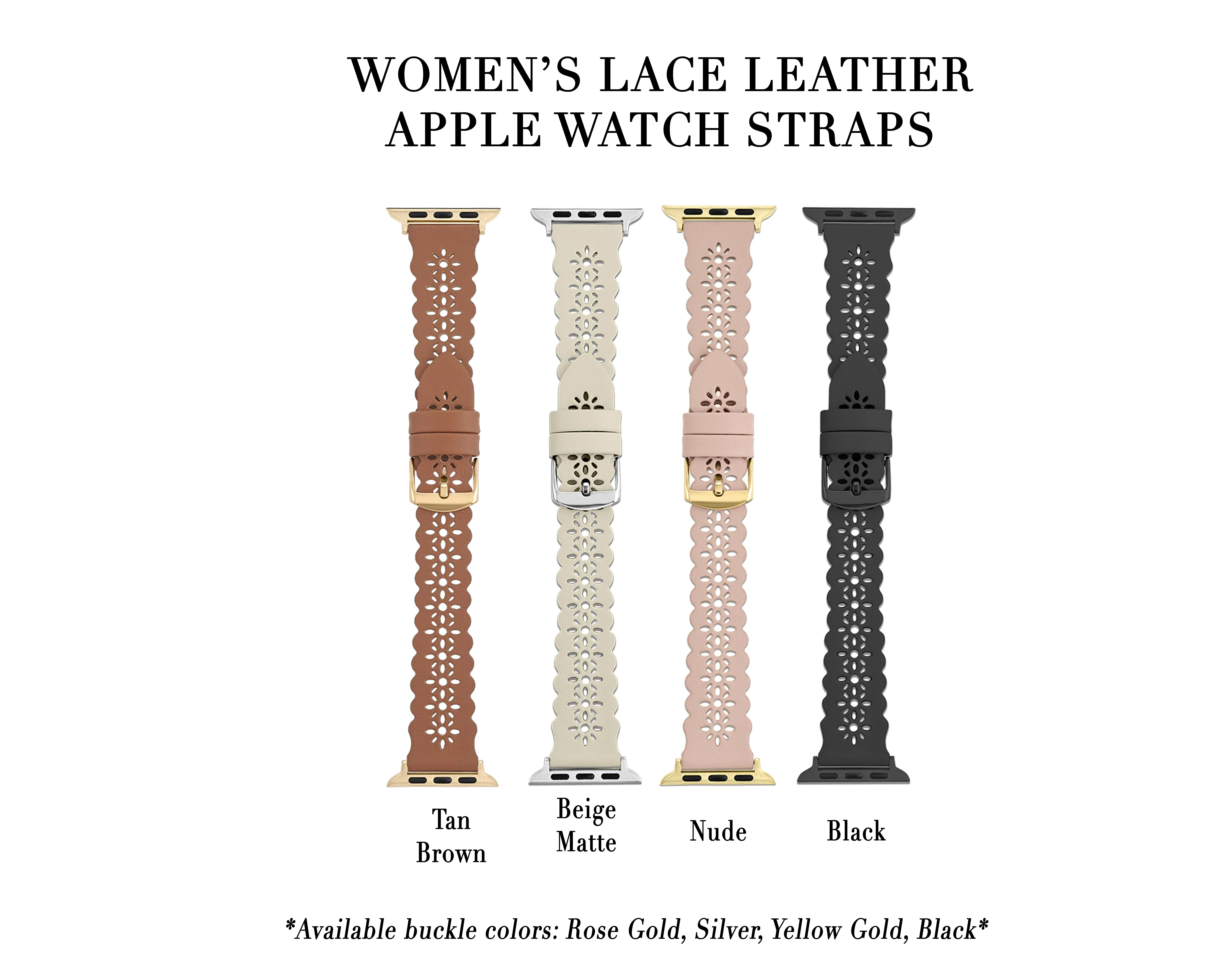 Tan Lace Leather Strap / Rose Gold Buckle - 38mm, 40mm