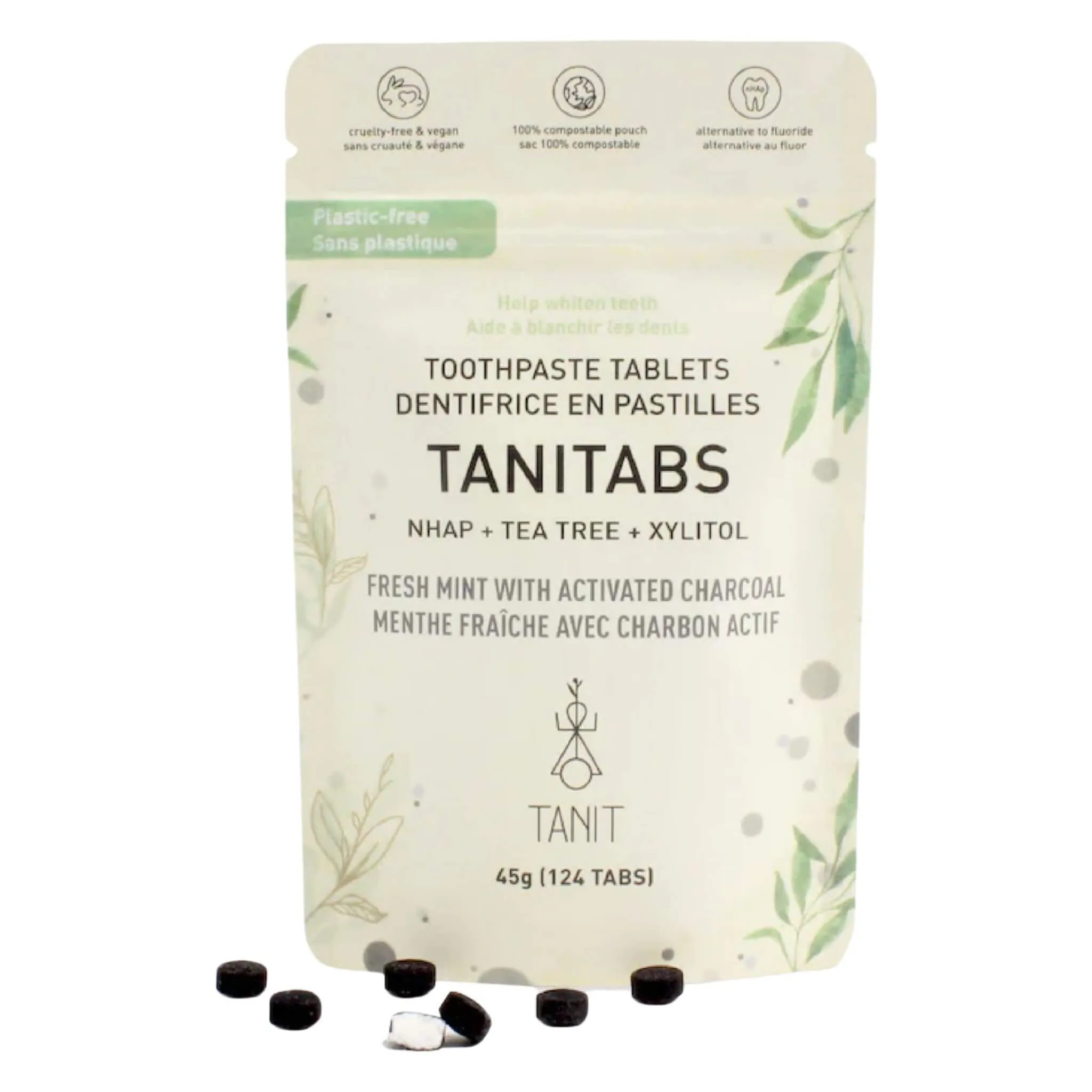 Tanitabs - Toothpaste, Fresh Mint w/Charcoal