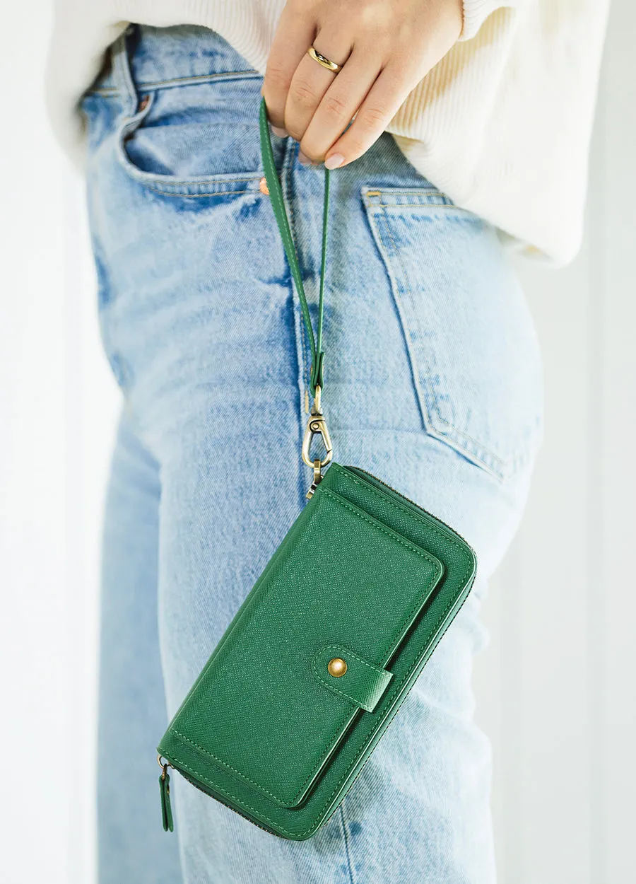 The Luxe Ultimate Wristlet Phone Case in Emerald Green