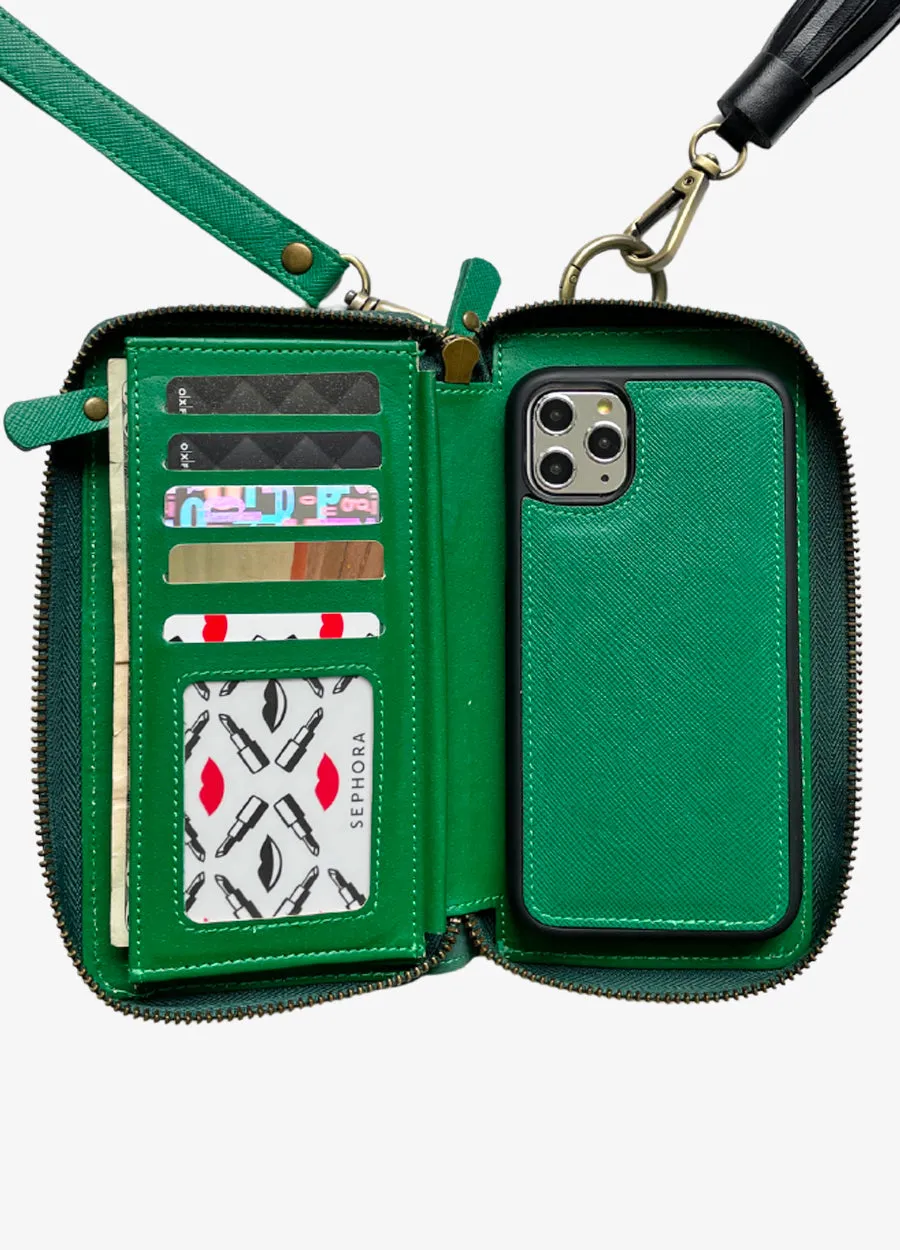 The Luxe Ultimate Wristlet Phone Case in Emerald Green