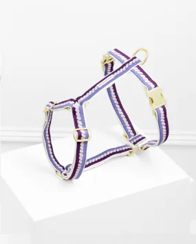 The Twist Deep Purple Dog Harness: Soft Beige and Blue