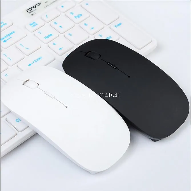 Ultra Thin USB Optical Wireless Mouse 2.4G Receiver Super Slim Mouse For Computer PC Laptop Desktop black white Candy color