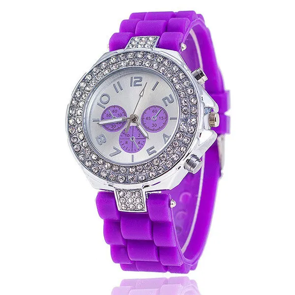 Vansvar Brand Fashion Silicone Watch Crystal Silicone Jelly Watches Watched Women Rhinestone Watch Relogio Feminino BW1000