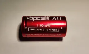 Vapcell A11 18350 1100mAh 10A Rechargeable Lithium Battery  **** HAS TO BE SHIPPED WITH FLASHLIGHT   FEDEX ***