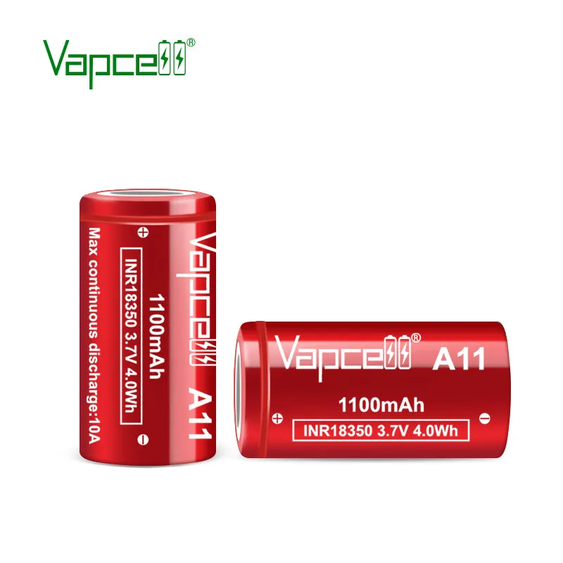 Vapcell A11 18350 1100mAh 10A Rechargeable Lithium Battery  **** HAS TO BE SHIPPED WITH FLASHLIGHT   FEDEX ***