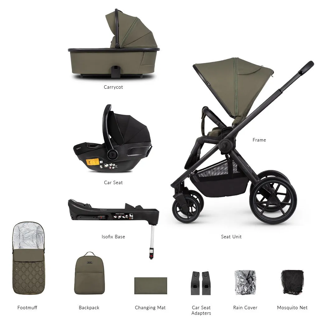 Venicci Tinum EDGE (Moss) 3-in-1 Travel System with ISOFIX Base