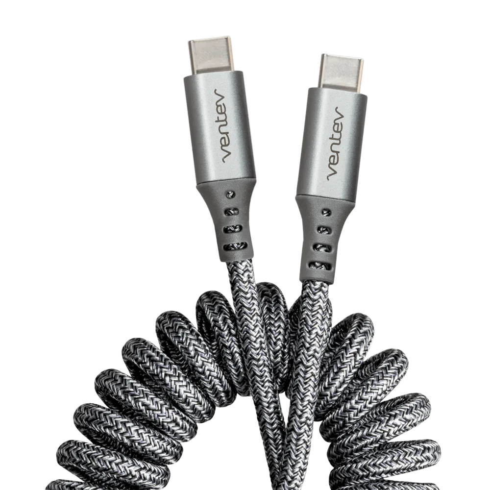 Ventev Helix USB C to USB C High Speed Travel Cable Gray by Ventev