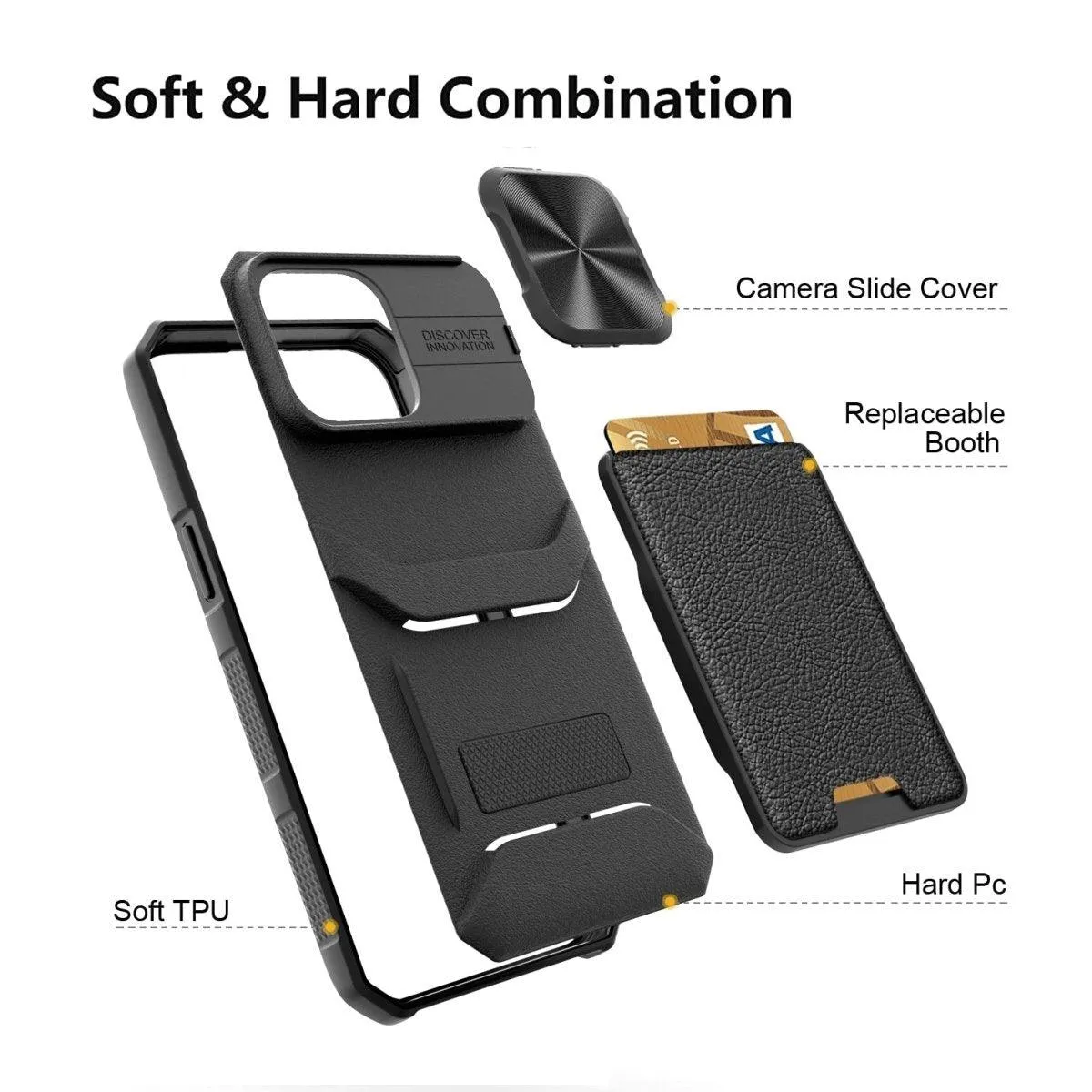 Vero Shockproof Wallet Case With Slide Camera Cover for iPhone 14 & 15 Series