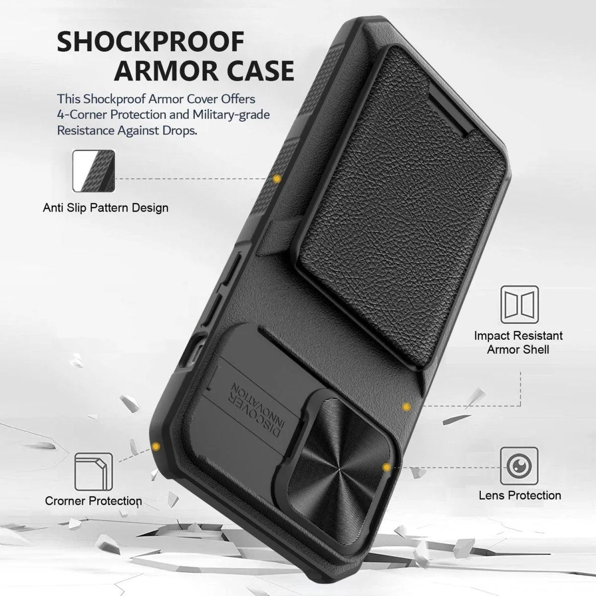 Vero Shockproof Wallet Case With Slide Camera Cover for iPhone 14 & 15 Series