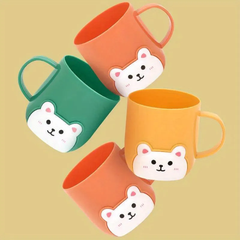 Very Cute Bear Pattern Mouthwash Cup, Cute Toothbrush Cup, Plastic Gargle Cup