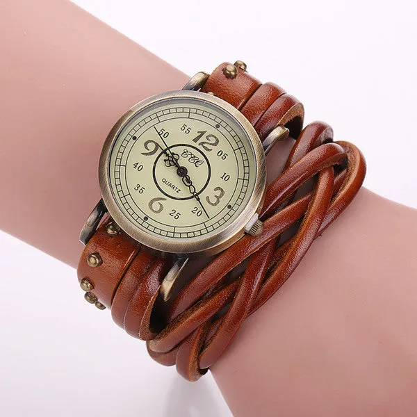 Vintage Cow Leather Rivet Watch Women Antique Wrist Watch Casual Quartz Watch Relogio Feminino Reloj Mujer