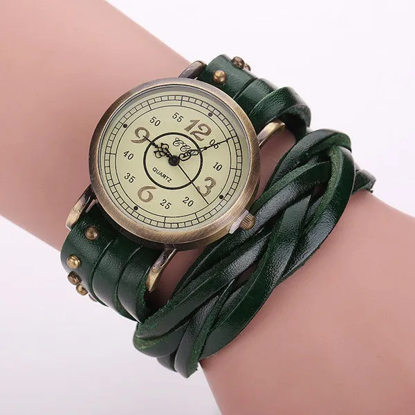 Vintage Cow Leather Rivet Watch Women Antique Wrist Watch Casual Quartz Watch Relogio Feminino Reloj Mujer