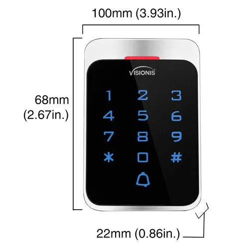 Visionis VIS-3022 - Access Control Outdoor Weatherproof Metal Housing Anti Vandal Digital Touch Keypad   Reader Standalone and Wiegand 125khz