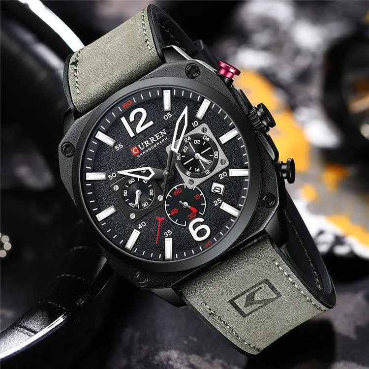 Waterproof Belt Six Hand Calendar Quartz Watch