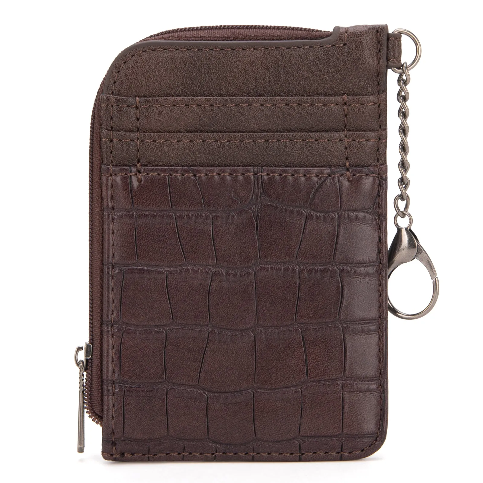 WG102-W005 Wrangler  Wrangler Croc Print  Mini Zip Card Case - Coffee