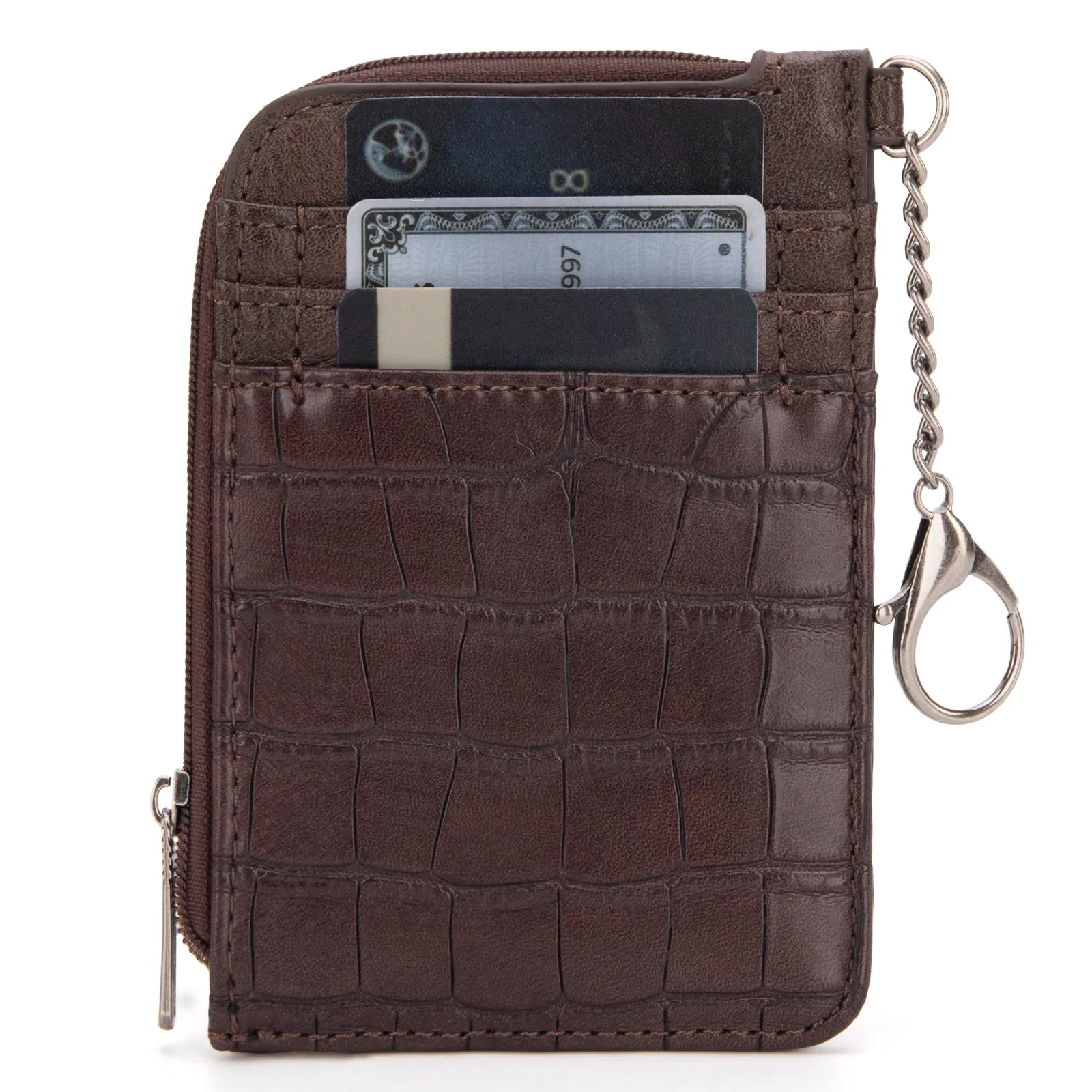 WG102-W005 Wrangler  Wrangler Croc Print  Mini Zip Card Case - Coffee