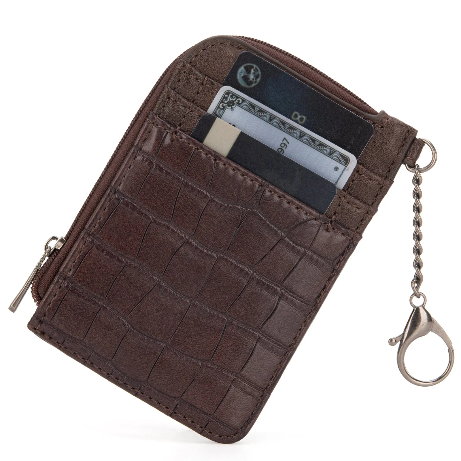 WG102-W005 Wrangler  Wrangler Croc Print  Mini Zip Card Case - Coffee