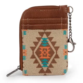 WG2203-W005 Wrangler Southwestern Art Print Mini Zip Card Case  -Tan