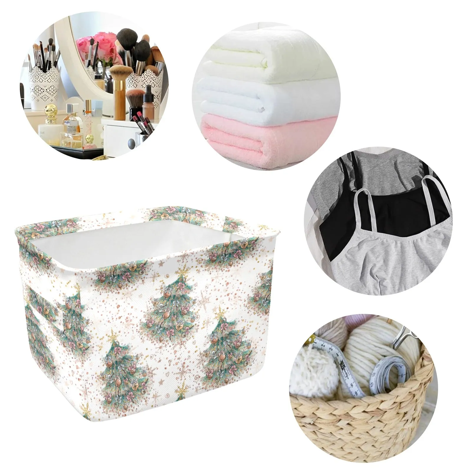 White Christmas 50 Fabric Storage Basket