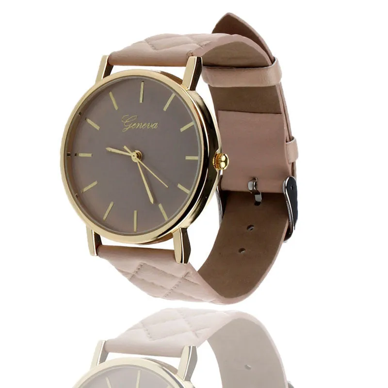 Women Unisex Casual Geneva Pu Leather Quartz Wrist Watch Casual bracelet Dress Watches Geneva rose flower Wristwatches