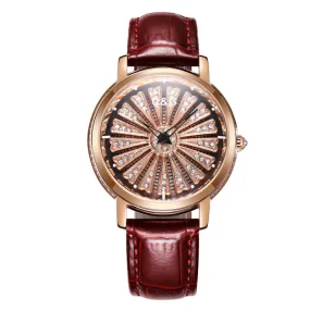 Women's Watch Radiant diamond-studded large dial leather strap elegant watch