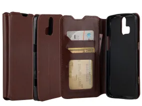 ZTE Axon Pro Wallet Case, Slim Flip Folio [Kickstand] Pu Leather Wallet Case with ID & Card Slots & Pocket - Brown