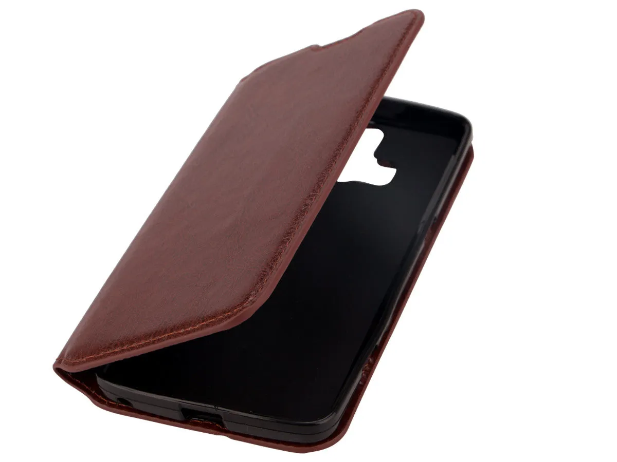 ZTE Axon Pro Wallet Case, Slim Flip Folio [Kickstand] Pu Leather Wallet Case with ID & Card Slots & Pocket - Brown